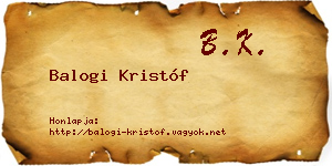 Balogi Kristóf névjegykártya